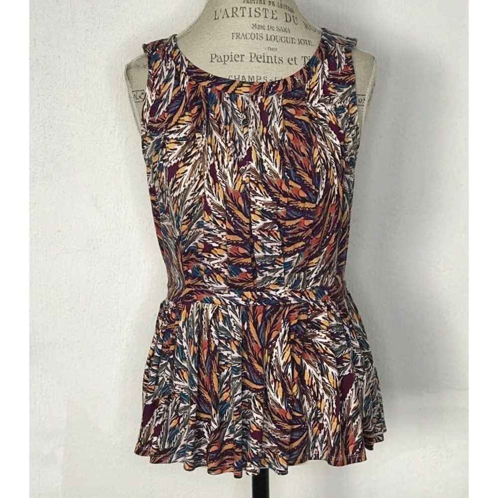 Anthropologie Corbara Feather Blouse By Deletta Size M